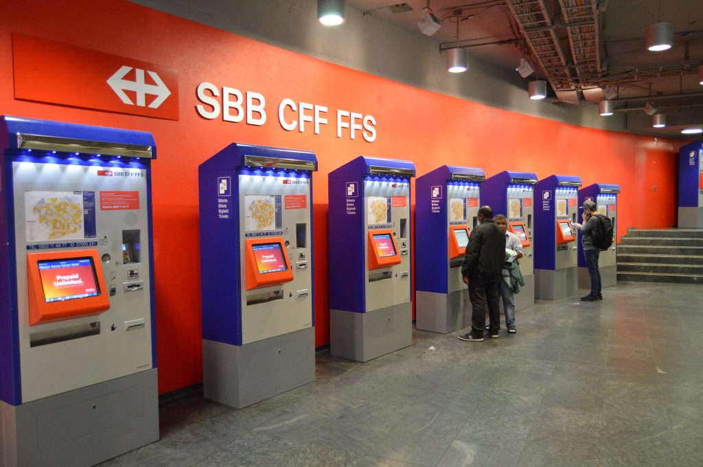 Ticket kiosks at station in Bern, Switzerland
